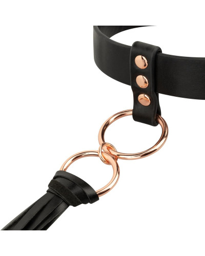 Ошейник с флоггером Rosy Gold - Collar with Flogger - Black - Фото №6