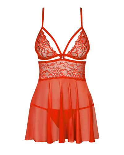 (SALE) Бебі-дол Obsessive 838-BAB-3 babydoll & thong red S/M - Фото №3