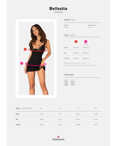 Сорочка Obsessive Bellastia chemise & thong XS/S - Фото №5