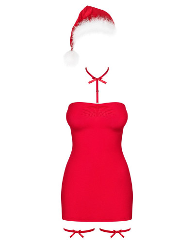 Сорочка Obsessive Kissmas chemise red S/M - Фото №3