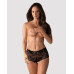 (SALE) Мереживні трусики-шортики Obsessive Idillia shorties black L/XL - Фото №1