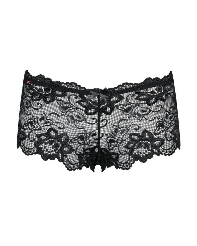 (SALE) Мереживні трусики-шортики Obsessive Idillia shorties black L/XL - Фото №4