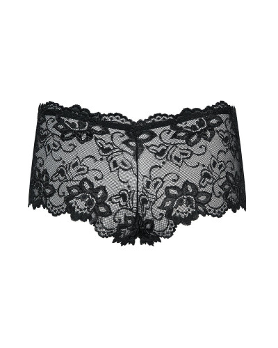 (SALE) Мереживні трусики-шортики Obsessive Idillia shorties black L/XL - Фото №5