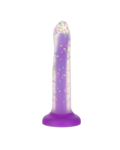 Фалоімітатор, що світиться в темряві, ADDICTION Rave 8″, Glow in the Dark Dildo Purple Confetti, 20,3 см - Фото №2