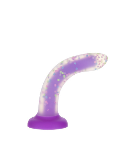 Фалоімітатор, що світиться в темряві, ADDICTION Rave 8″, Glow in the Dark Dildo Purple Confetti, 20,3 см - Фото №3