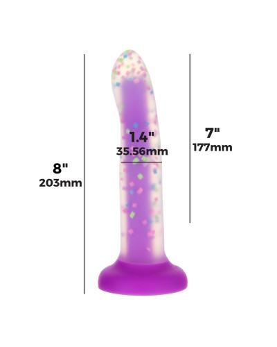 Фалоімітатор, що світиться в темряві, ADDICTION Rave 8″, Glow in the Dark Dildo Purple Confetti, 20,3 см - Фото №4