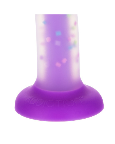 Фалоімітатор, що світиться в темряві, ADDICTION Rave 8″, Glow in the Dark Dildo Purple Confetti, 20,3 см - Фото №5
