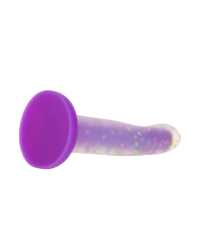 Фалоімітатор, що світиться в темряві, ADDICTION Rave 8″, Glow in the Dark Dildo Purple Confetti, 20,3 см - Фото №6