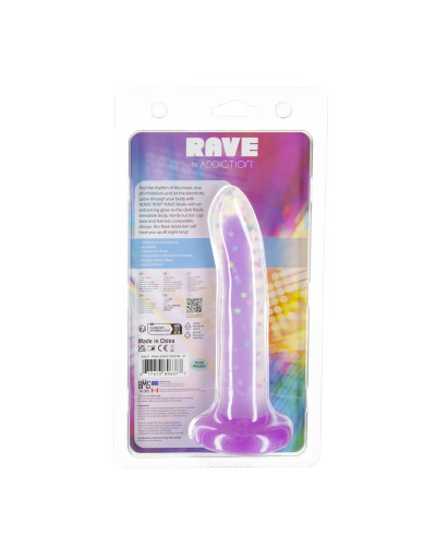 Фалоімітатор, що світиться в темряві, ADDICTION Rave 8″, Glow in the Dark Dildo Purple Confetti, 20,3 см - Фото №8