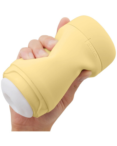 Мастурбатор TENGA PUFFY Custard Yellow, ультрамягкий материал, многоразовый, сквозной - Фото №6