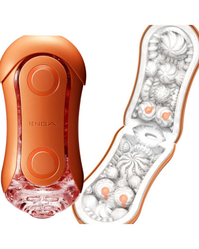 Мастурбатор Tenga Flip Orb — Sunset Orange, з можливістю зміни тиску та стимулювальними кульками всередині - Фото №9