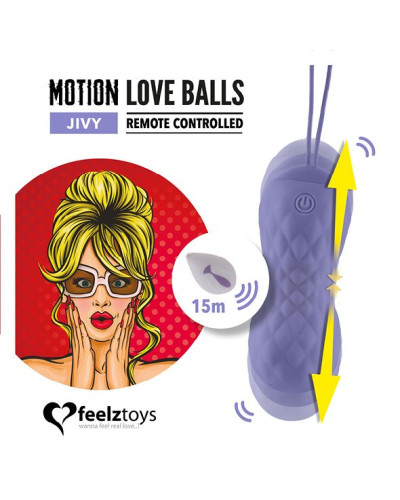 Вагінальні кульки з масажем і вібрацією FeelzToys Motion Love Balls Jivy з пультом ДК, 7 режимів - Фото №2