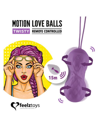 Вагинальные шарики с массажем и вибрацией FeelzToys Motion Love Balls Twisty с пультом ДУ, 7 режимов - Фото №2