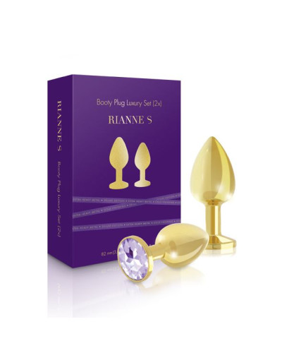Набір металевих анальних пробок із кристалом RIANNE S – Booty Plug Luxury Set, діаметр 3 та 3,5 см - Фото №1