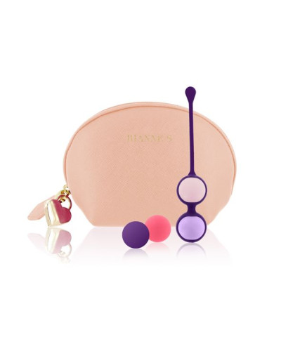 Набір вагінальних кульок Rianne S: Pussy Playballs Nude, маса 15, 25, 35, 55г, монолітні, косметичка - Фото №1
