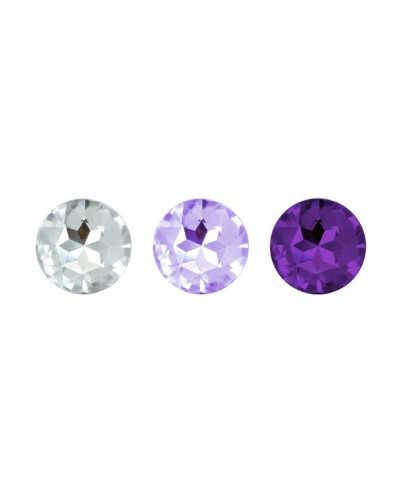 Набір силіконових анальних пробок із кристалом Rianne S: Booty Plug Set Purple, діаметр 2,7см, 3,5см - Фото №5