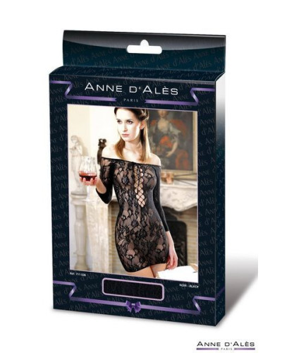 Сукня-сітка з декольте Anne De Ales FETISH DINNER Black S / M, оголене плече - Фото №3
