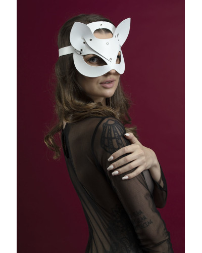 Маска кішечки Feral Feelings - Catwoman Mask, натуральна шкіра, біла - Фото №2