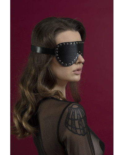 Маска на очі з заклепками Feral Feelings - Blindfold Mask, натуральна шкіра, чорна - Фото №2