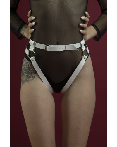 Гартери Feral Feelings - Belt Briefs, трусики, натуральна шкіра, колір білий - Фото №1