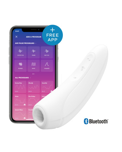 Вакуумный клиторальный стимулятор Satisfyer Curvy 1+ White с управлением через интернет - Фото №1