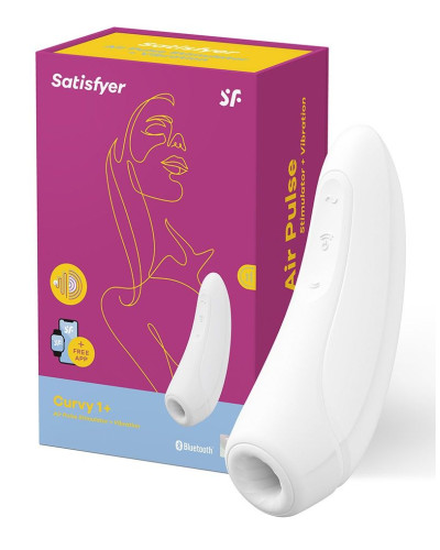 Вакуумный клиторальный стимулятор Satisfyer Curvy 1+ White с управлением через интернет - Фото №7