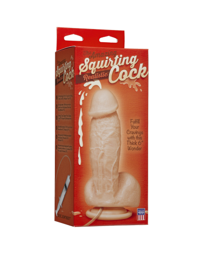 Кончающий фаллоимитатор Doc Johnson The Amazing Squirting Realistic Cock, ПВХ, диаметр 5,1см - Фото №3
