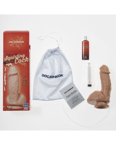 Кончающий фаллоимитатор Doc Johnson The Amazing Squirting Realistic Cock, ПВХ, диаметр 5,1см - Фото №4