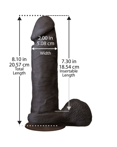 Фалоімітатор Doc Johnson The Realistic Cock 8 inch Black - ULTRASKYN, Vack-U-Lock, діаметр 5,1 см - Фото №2