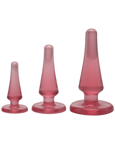 Набір анальних пробок Doc Johnson Crystal Jellies - Pink, макс. діаметр 2см - 3 см - 4 см - Фото №1