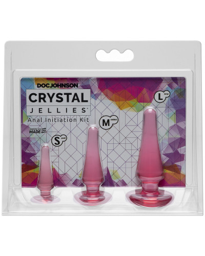Набір анальних пробок Doc Johnson Crystal Jellies - Pink, макс. діаметр 2см - 3 см - 4 см - Фото №2