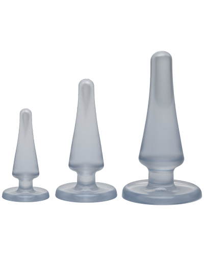 Набір анальних пробок Doc Johnson Crystal Jellies Anal - Clear, макс. діаметр 2см - 3 см - 4 см - Фото №1