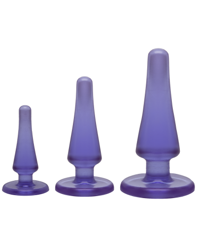 Набор анальных пробок Doc Johnson Crystal Jellies Anal - Purple, макс. диаметр 2см - 3см - 4см - Фото №1
