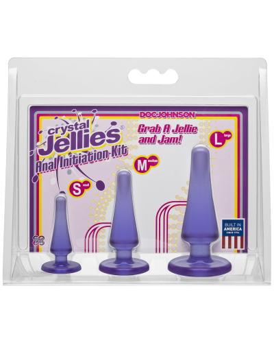 Набор анальных пробок Doc Johnson Crystal Jellies Anal - Purple, макс. диаметр 2см - 3см - 4см - Фото №2
