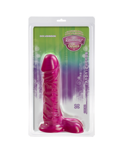Фаллоимитатор Doc Johnson Radiant Gems 7 Inch Ballsy Fuchsia, диаметр 4,3см, антибактериальный ПВХ - Фото №4