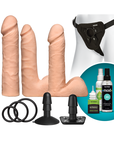 Набір для страпона Doc Johnson Vac-U-Lock Dual Density UltraSKYN Set, діаметр 3×4,5см - Фото №1