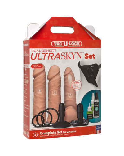 Набір для страпона Doc Johnson Vac-U-Lock Dual Density UltraSKYN Set, діаметр 3×4,5см - Фото №5
