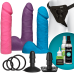 Набір для страпону Doc Johnson Vac-U-Lock Dual Density UltraSKYN Colors Set, діаметр 3х4,5 см - Фото №1