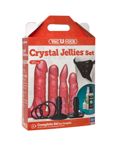Набір для страпона Doc Johnson Vac-U-Lock Crystal Jellies Set, діаметр 3,8см, 2×4,5см, 5,1 см - Фото №5