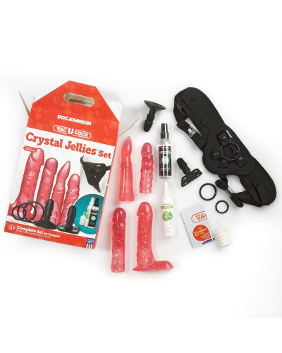 Набір для страпона Doc Johnson Vac-U-Lock Crystal Jellies Set, діаметр 3,8см, 2×4,5см, 5,1 см - Фото №6