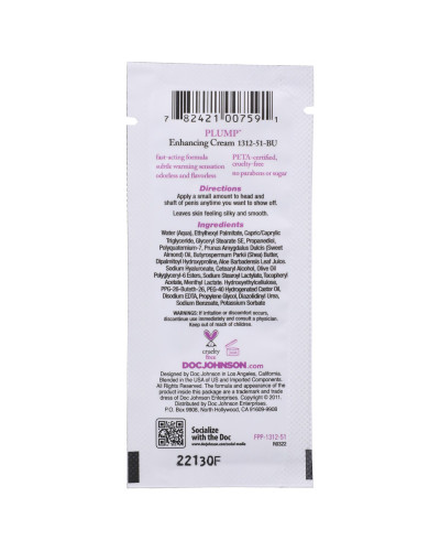 Крем для увеличения члена Doc Johnson Plump - Enhancing Cream For Men (7 г) - Фото №2