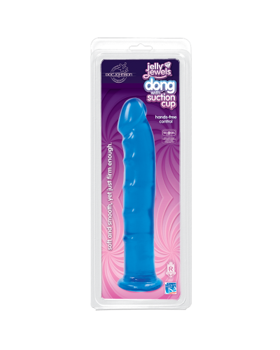 Фалоімітатор Doc Johnson Jelly Jewels Dong & Suction Cup Blue, діаметр 3,6 см, антибактеріальний ПВХ - Фото №2