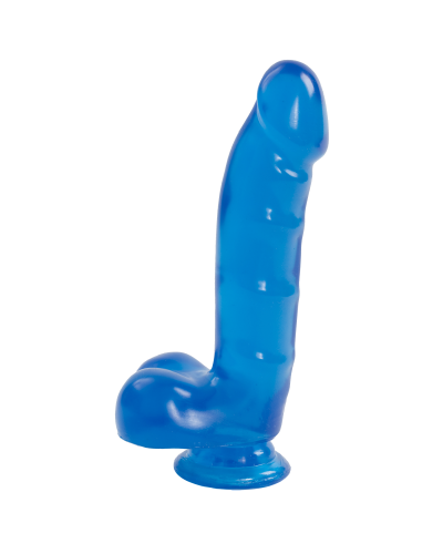 Фалоімітатор Doc Johnson Jelly Jewels Cock & Balls Blue, діаметр 3,6 см, антибактеріальний ПВХ - Фото №1