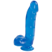 Фалоімітатор Doc Johnson Jelly Jewels Cock & Balls Blue, діаметр 3,6 см, антибактеріальний ПВХ - Фото №1