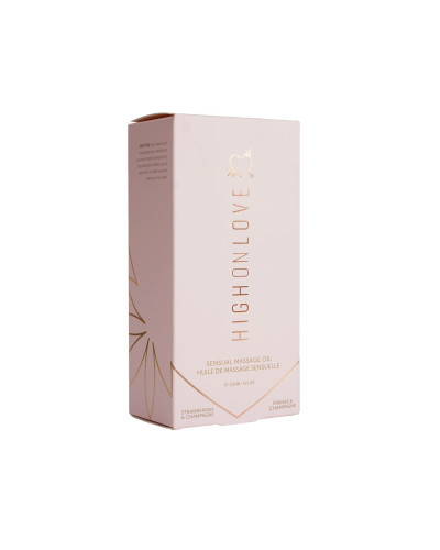Масажна олія HighOnLove Massage Oil - Strawberry & Champagne (120 мл) з маслом насіння конопель - Фото №3