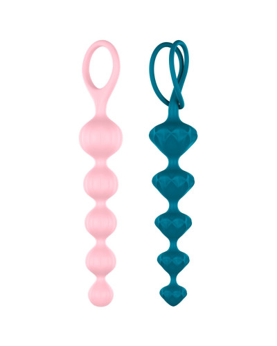 Набір анальних бус Satisfyer Beads Colored, силікон , макс. діаметр 3,3 см і 3,5 см - Фото №1