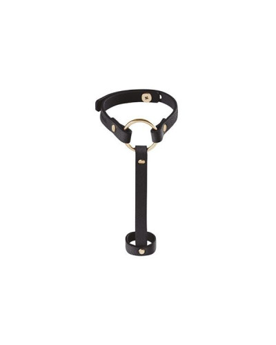 Пара браслетів на зап'ясті і палець Bijoux Indiscrets MAZE Hand Bracelet Harness Black, екошкіра - Фото №1