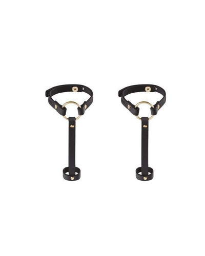 Пара браслетів на зап'ясті і палець Bijoux Indiscrets MAZE Hand Bracelet Harness Black, екошкіра - Фото №2