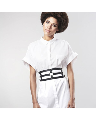 Портупея-пояс Bijoux Indiscrets MAZE - Wide Belt and Restraints Black, экокожа - Фото №7