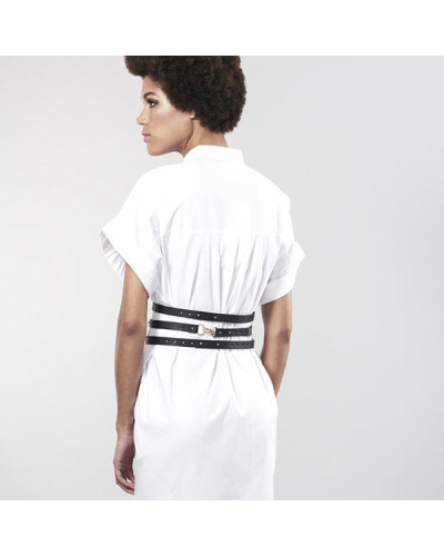 Портупея-пояс Bijoux Indiscrets MAZE - Wide Belt and Restraints Black, экокожа - Фото №8